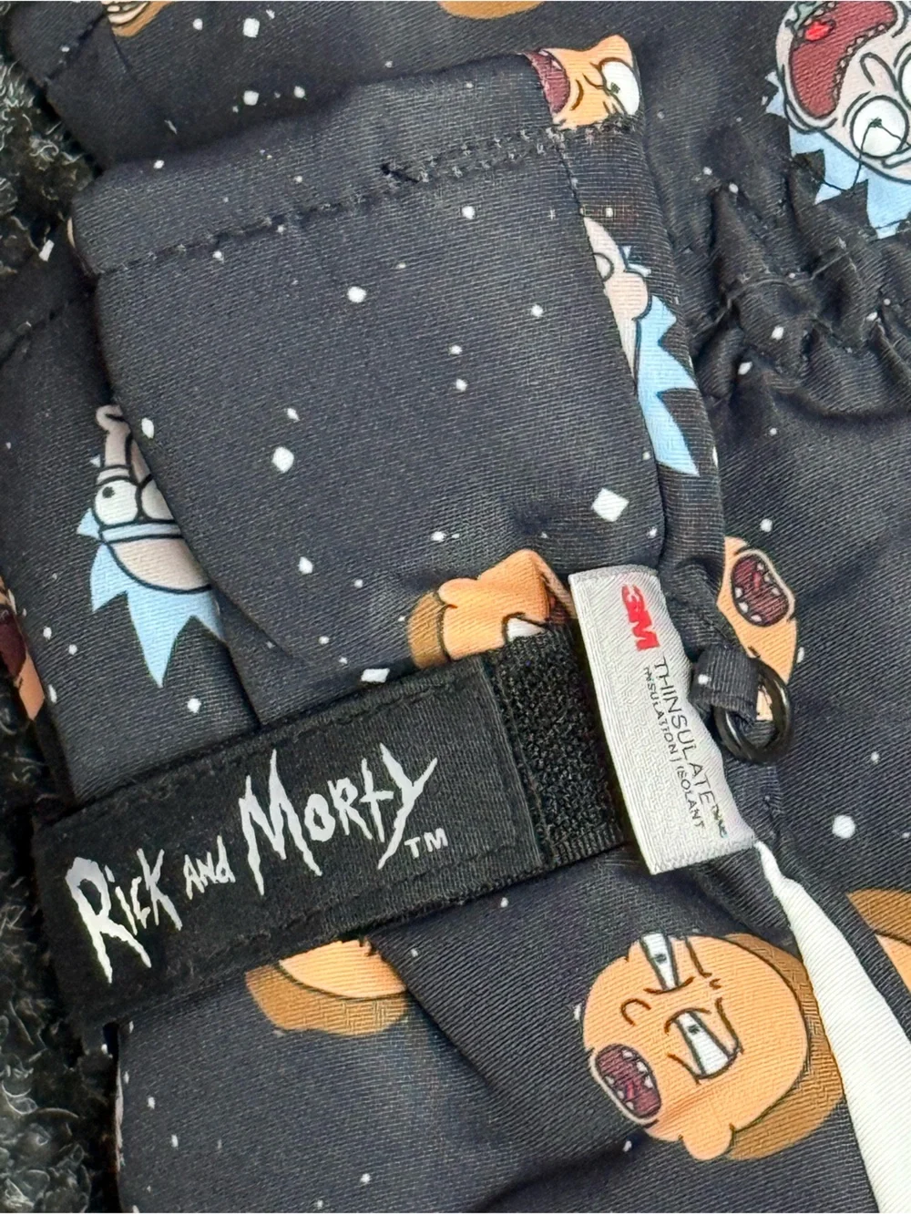 Rick and Morty Black Character Print Winter Gloves